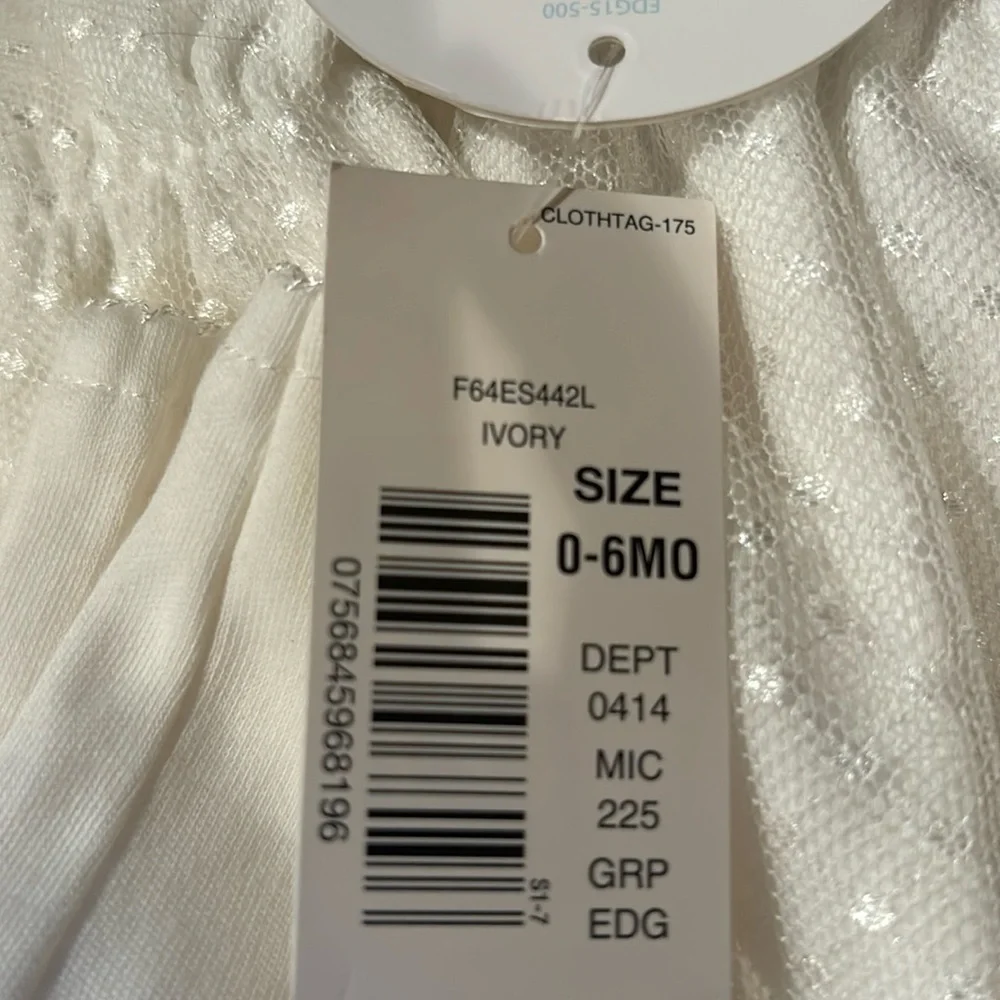 Edgehill Collection Baby Ivory Dress Size 0-6 Months - NWT - Picture 4 of 6